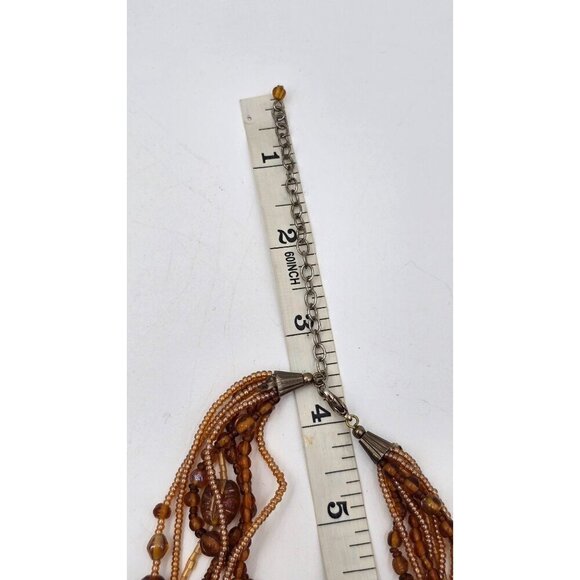 Multi-Strand Amber Glass Beaded 16" Necklace Lobster Claw Clasp Extender - Picture 8 of 9